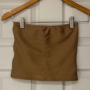 Dynamite Camel Ribbed Mini Skirt